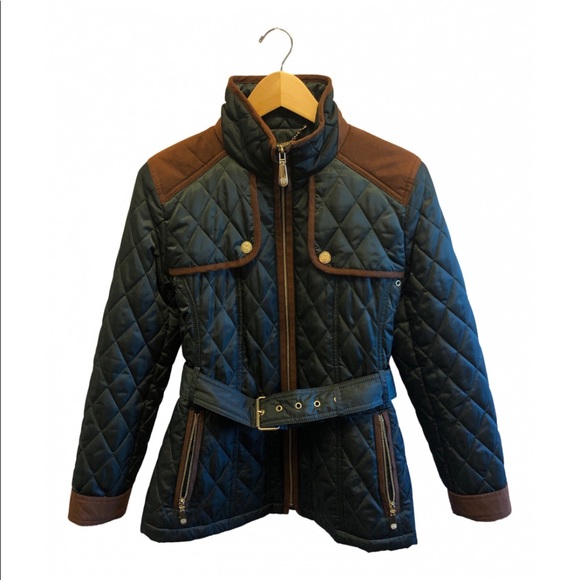 Vince Camuto Quilted Army Green & Brown Jacket Size Small - Picture 1 of 7